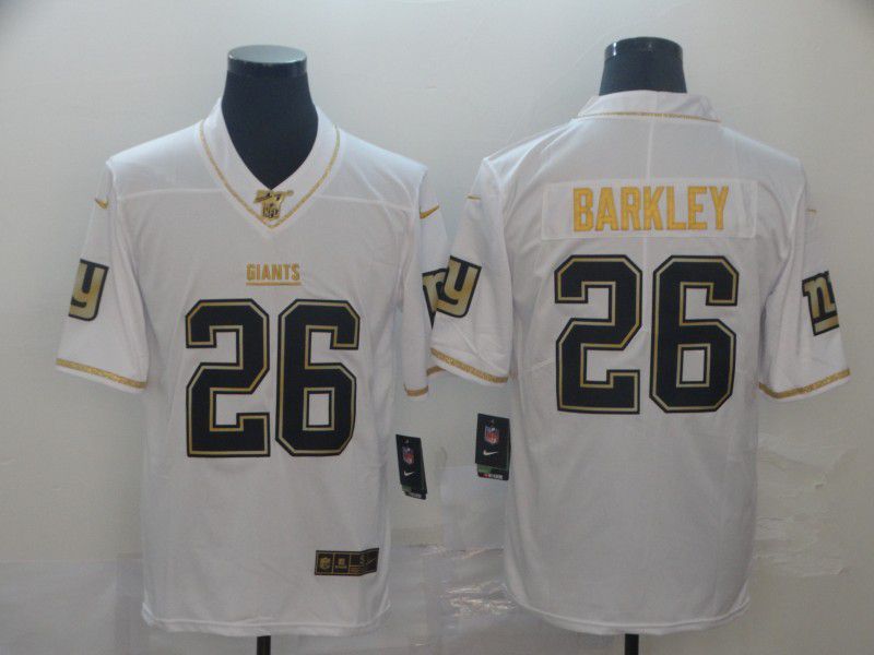 Men New York Giants #26 Barkley White Retro gold character Nike NFL Jerseys->new york giants->NFL Jersey